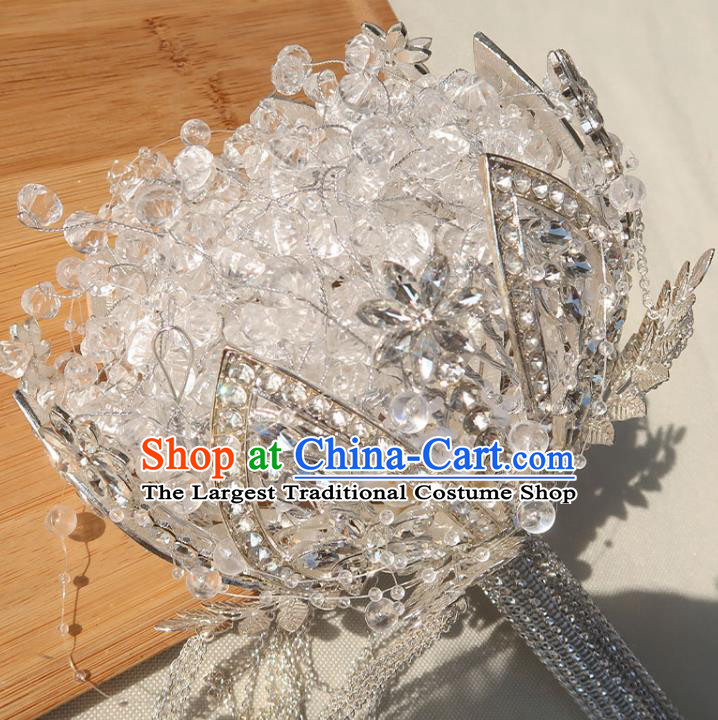 Top Grade Wedding Bridal Bouquet Handmade Baroque Queen Argent Sceptre Bride Crystal Cane