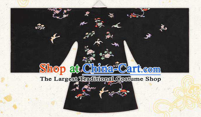 China Ancient Imperial Mistress Embroidered Hanfu Black Cape Traditional Ming Dynasty Noble Beauty Historical Clothing