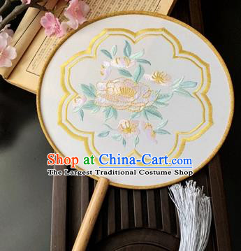 China Dance Fans Handmade Palace Fan Traditional Hanfu Silk Fan Classical Embroidered Circular Fan