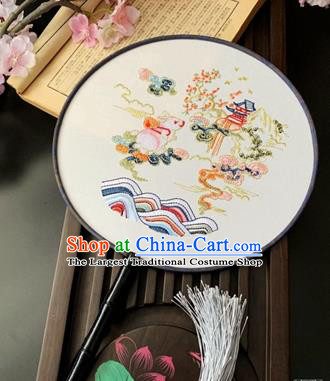 China Classical Embroidered Circular Fan Dance Fans Handmade Palace Fan Traditional Hanfu Silk Fan