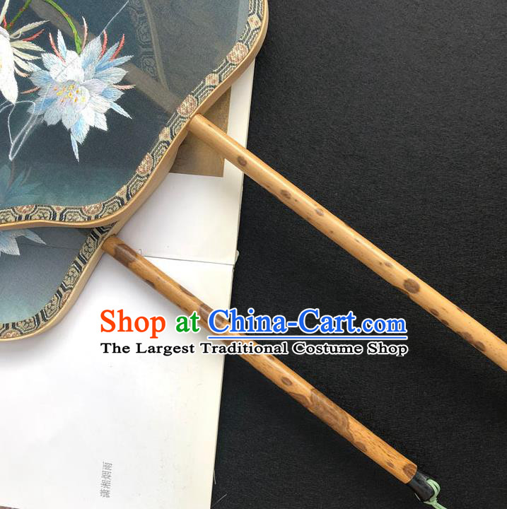 China Handmade Embroidered Epiphyllum Palace Fan Classical Dance Fan Traditional Silk Fan Hanfu Fan