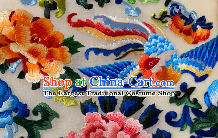 Chinese Embroidered Phoenix Peony Bag Embroidery Silk Craft Handmade Woman Handbag