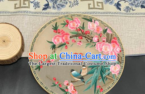 China Handmade Embroidered Plum Blossom Palace Fan Classical Wedding Hanfu Fan Traditional Embroidery Silk Circular Fan