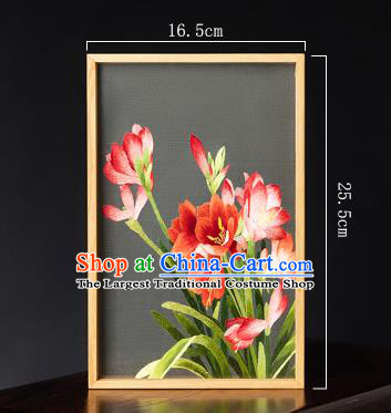 Chinese Traditional Hunan Embroidery Craft Handmade Embroidered Flowers Silk Painting Cocobolo Decoration Painting