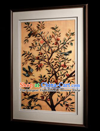 Chinese Traditional Hunan Embroidery Craft Handmade Embroidered Silk Painting Walnut Decoration Painting