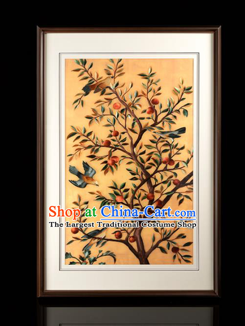 Chinese Traditional Hunan Embroidery Craft Handmade Embroidered Silk Painting Walnut Decoration Painting