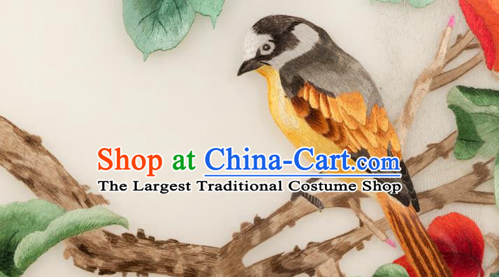 Chinese Handmade Embroidered Persimmon Silk Painting Walnut Decoration Painting Traditional Hunan Embroidery Craft