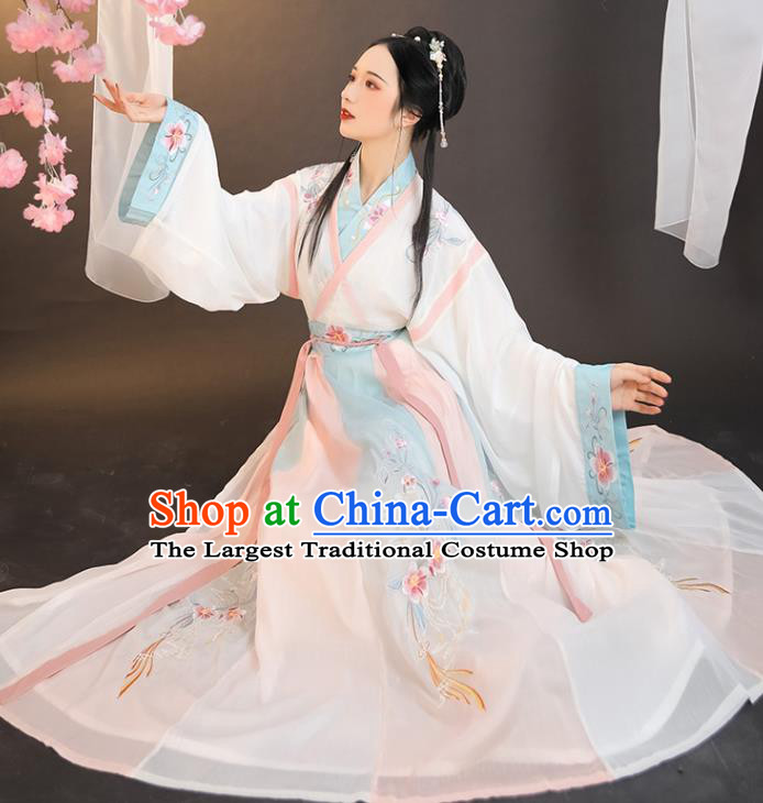 China Ancient Royal Princess Embroidered Hanfu Dress Traditional Jin Dynasty Noble Infanta Historical Clothing