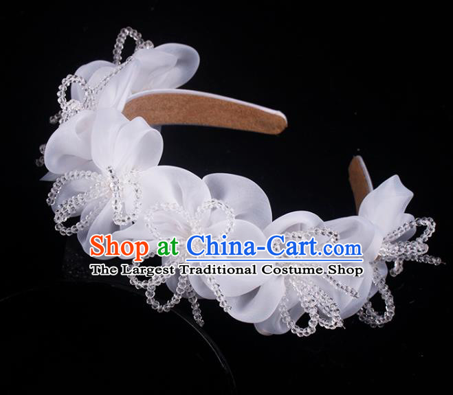 French Bride Beads Hair Clasp Hair Accessories Elegant Wedding Silk Bowknot Headband