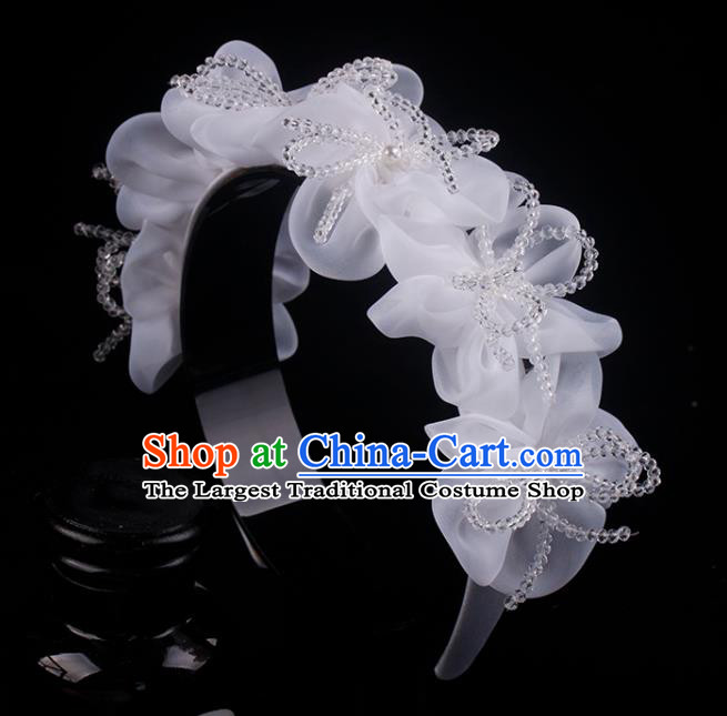 French Bride Beads Hair Clasp Hair Accessories Elegant Wedding Silk Bowknot Headband