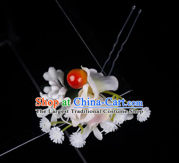 Top Grade Classical Silk Flower Hairpin Wedding Bride Hair Accessories Handmade Hair Stick