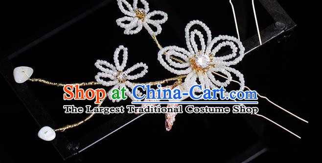 Top Grade Wedding Bride Hair Accessories Handmade Hair Stick Classical Beads Flower Hairpin