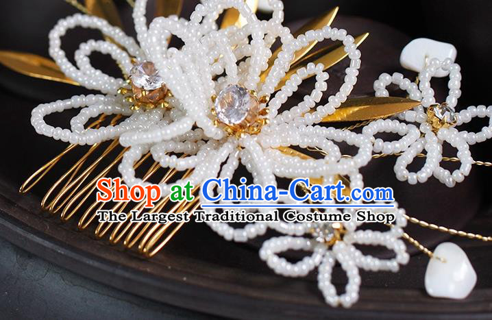 Top Grade Classical Beads Flowers Hairpin Wedding Bride Hair Accessories Handmade Hair Comb