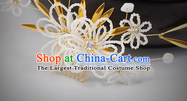 Top Grade Classical Beads Flowers Hairpin Wedding Bride Hair Accessories Handmade Hair Comb