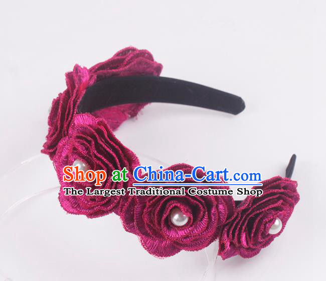 French Elegant Wedding Headband Hair Accessories Court Bride Rosy Rose Hair Clasp