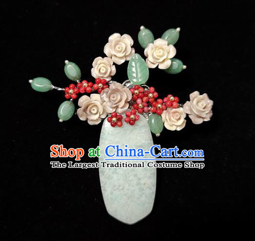 Handmade China Jade Accessories Flowers Brooch Classical Cheongsam Breastpin Jewelry