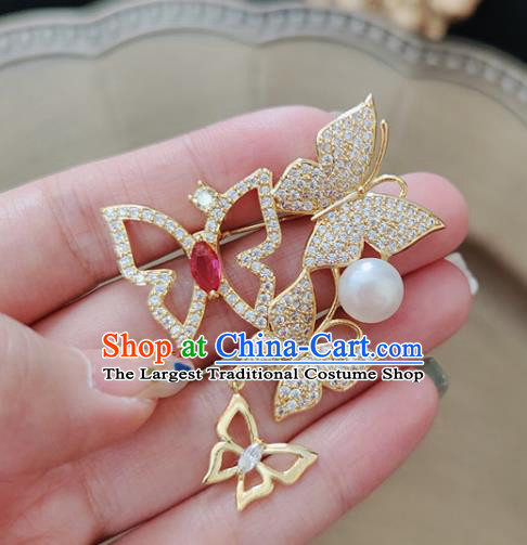 Top Jewelry Accessories Handmade Crystal Brooch Zircon Butterfly Breastpin