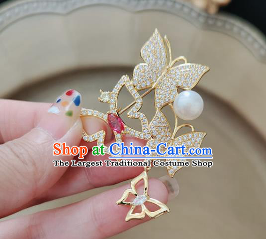 Top Jewelry Accessories Handmade Crystal Brooch Zircon Butterfly Breastpin