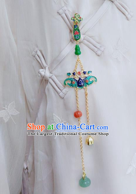 Handmade China Classical Cheongsam Cloisonne Bat Breastpin Jewelry Jade Gourd Brooch Pendant Accessories