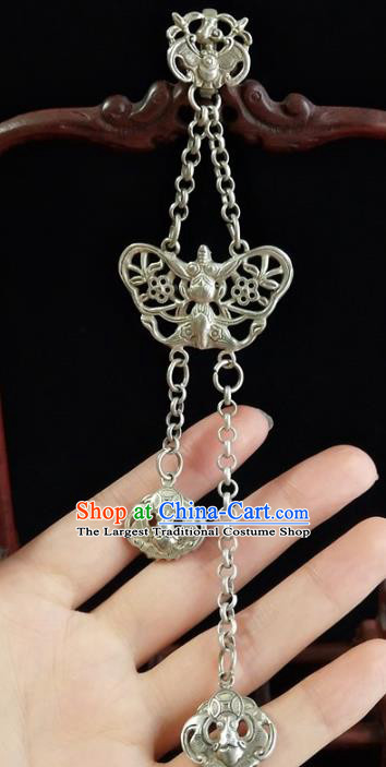 Handmade China Argent Bat Tassel Brooch Pendant Accessories Classical Cheongsam Breastpin Jewelry