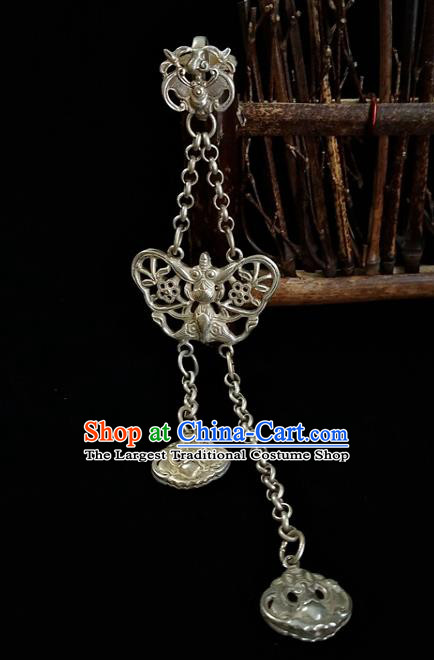 Handmade China Argent Bat Tassel Brooch Pendant Accessories Classical Cheongsam Breastpin Jewelry