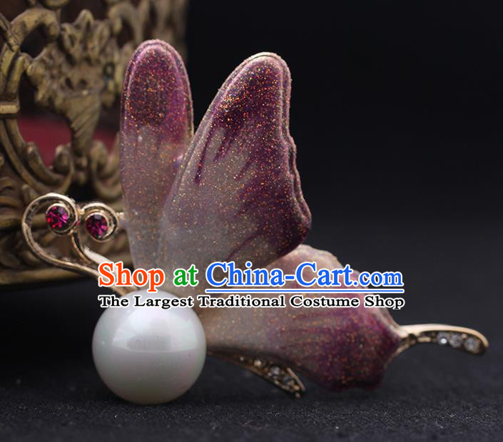 Top Crystal Breastpin Accessories Baroque Purple Butterfly Brooch Court Jewelry