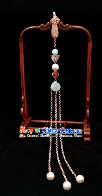 Handmade China Enamel Butterfly Tassel Brooch Pendant Accessories Classical Cheongsam Breastpin Jewelry