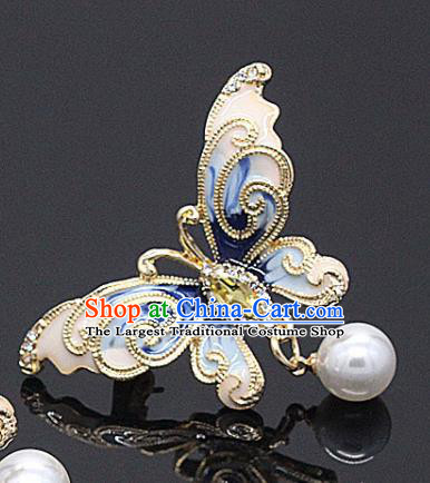 Top Baroque Enamel Blue Butterfly Brooch Court Jewelry Accessories Topaz Breastpin