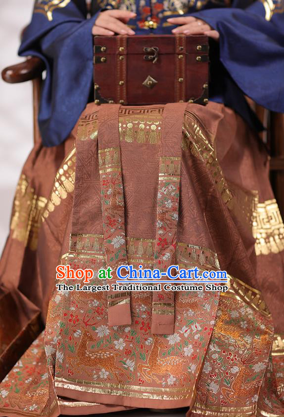 China Traditional Ming Dynasty Young Mistress Historical Costumes Ancient Imperial Countess Hanfu Dress Apparels