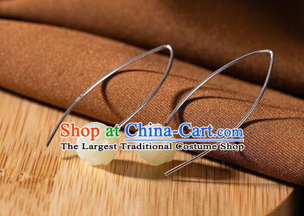 Top Chinese Classical Ear Jewelry Accessories Cheongsam Jade Lotus Earrings