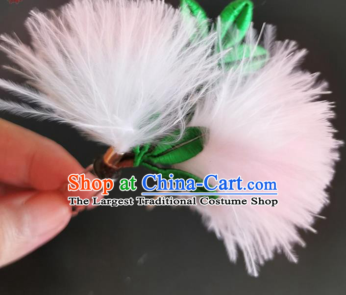 China Handmade Pink Albizia Flower Hair Stick Traditional Hanfu Hairpin