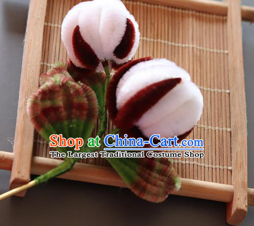 China Handmade Velvet Hair Stick Traditional Ancient Qing Dynasty Princess Cotton Hairpin