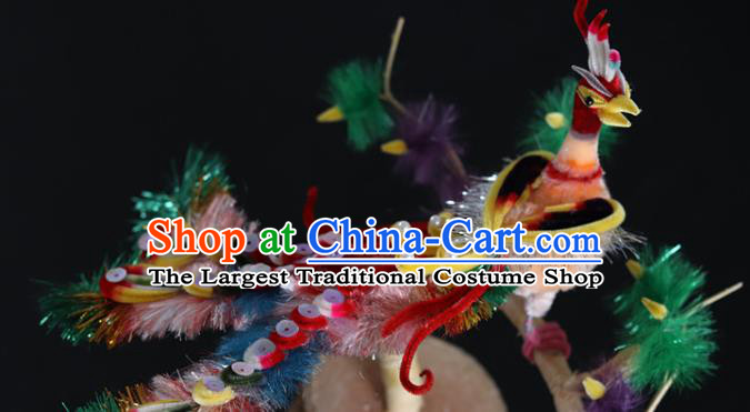 China Traditional Ancient Hanfu Colorful Phoenix Hair Stick Handmade Velvet Hairpin