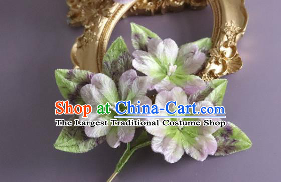 Traditional China Handmade Hair Accessories Ancient Hanfu Lilac Velvet Flowers Hairpin