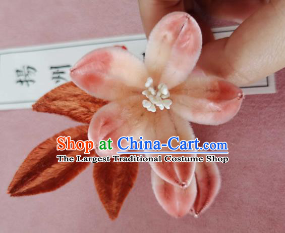 China Classical Hanfu Hair Stick Traditional Ancient Court Lady Velvet Flowers Hairpin