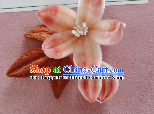 China Classical Hanfu Hair Stick Traditional Ancient Court Lady Velvet Flowers Hairpin