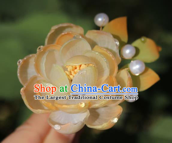 China Classical Hanfu Camellia Hairpin Traditional Ancient Imperial Consort Hair Comb
