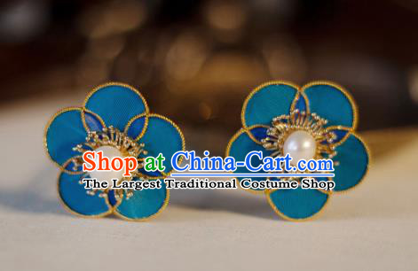 China Traditional Ancient Qing Dynasty Imperial Consort Hair Stick Classical Hanfu Plum Pearl Hairpin
