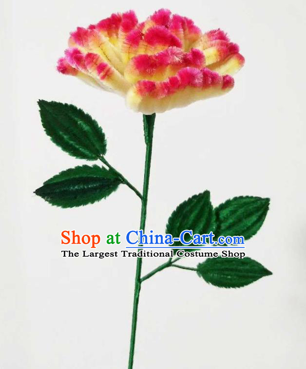 China Traditional Ancient Palace Lady Flower Hair Stick Classical Hanfu Velvet Rose Hairpin