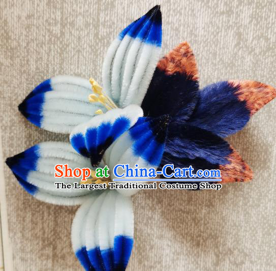 China Classical Velvet Flowers Hair Stick Handmade Hair Accessories Traditional Cheongsam Hairpin