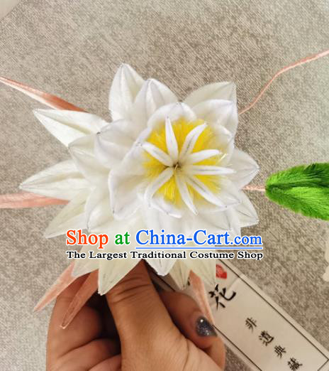 China Classical White Epiphyllum Hair Stick Handmade Hair Accessories Traditional Cheongsam Flower Hairpin