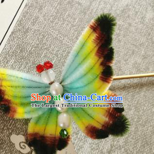 China Traditional Cheongsam Pearls Hairpin Handmade Hair Accessories Classical Velvet Butterfly Hair Stick