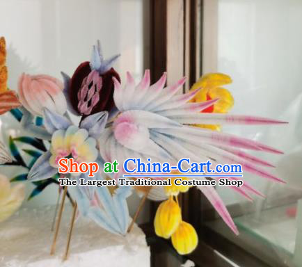 China Classical Velvet Hair Stick Traditional Cheongsam Phoenix Hairpin Handmade Hair Accessories