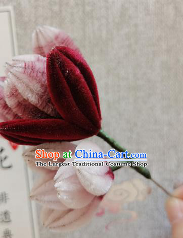 Handmade China Traditional Cheongsam Accessories Classical Velvet Mangnolia Brooch