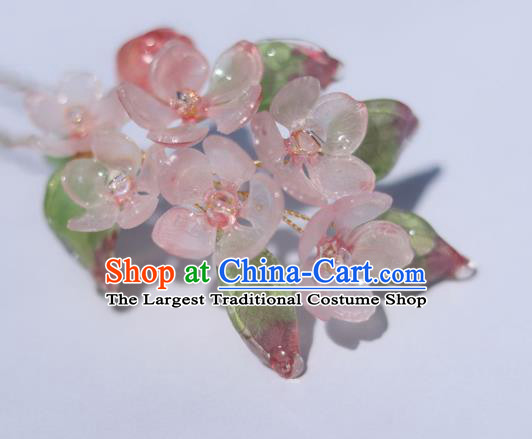 China Classical Hanfu Peach Blossom Hairpin Traditional Ancient Ming Dynasty Flowers Hair Stick