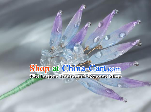 China Classical Hanfu Purple Bamboo Leaf Hairpin Traditional Hair Stick