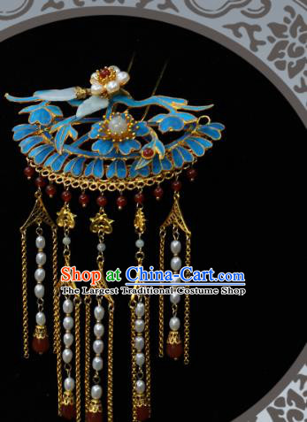 China Classical Court Lady Hairpin Traditional Qing Dynasty Empress Pearls Tassel Hair Stick