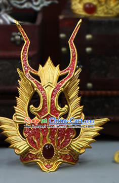 China Traditional Hanfu Red Hairdo Crown Ancient Swordsman Hair Accessories