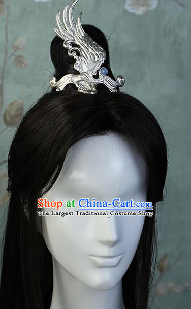 China Ancient Swordsman Argent Hair Accessories Traditional Hanfu Argent Hairdo Crown