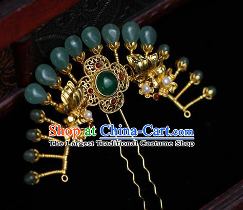 China Ancient Empress Golden Butterfly Hairpin Traditional Ming Dynasty Court Queen Hair Stick